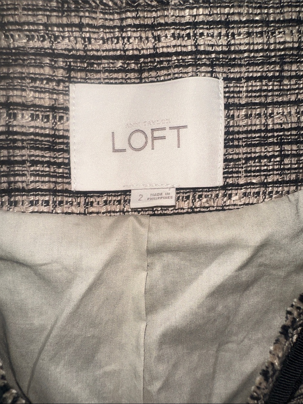 LOFT Black and Tan Tweed Cropped Jacket - Picture 8 of 8